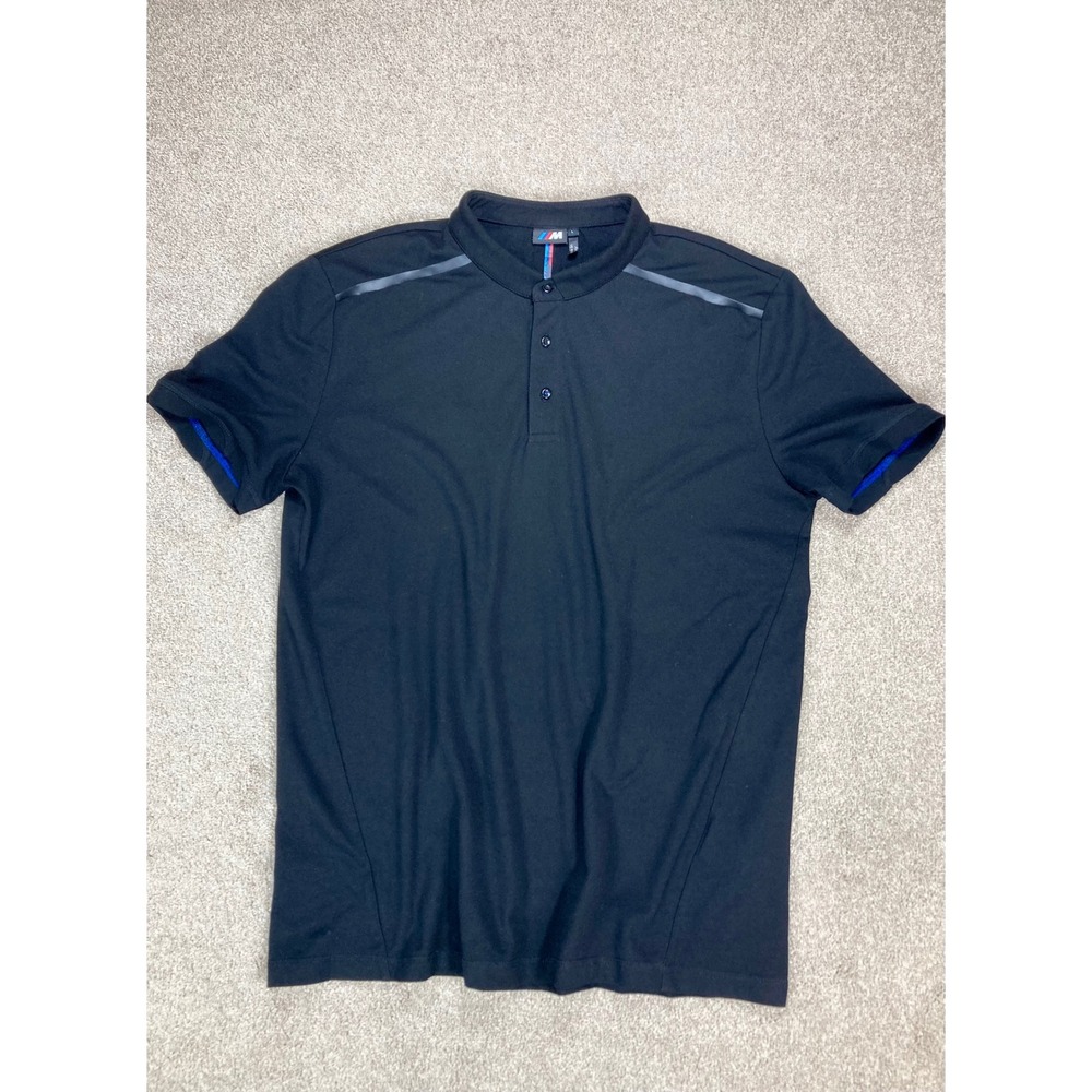 Genuine BMW 3M Polo Shirt Mens Large Black Ivy League Driving Motorsport Logo